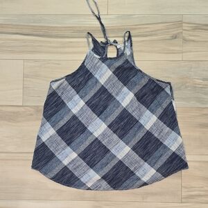 Maurices Blue Plaid Halter Tank Top